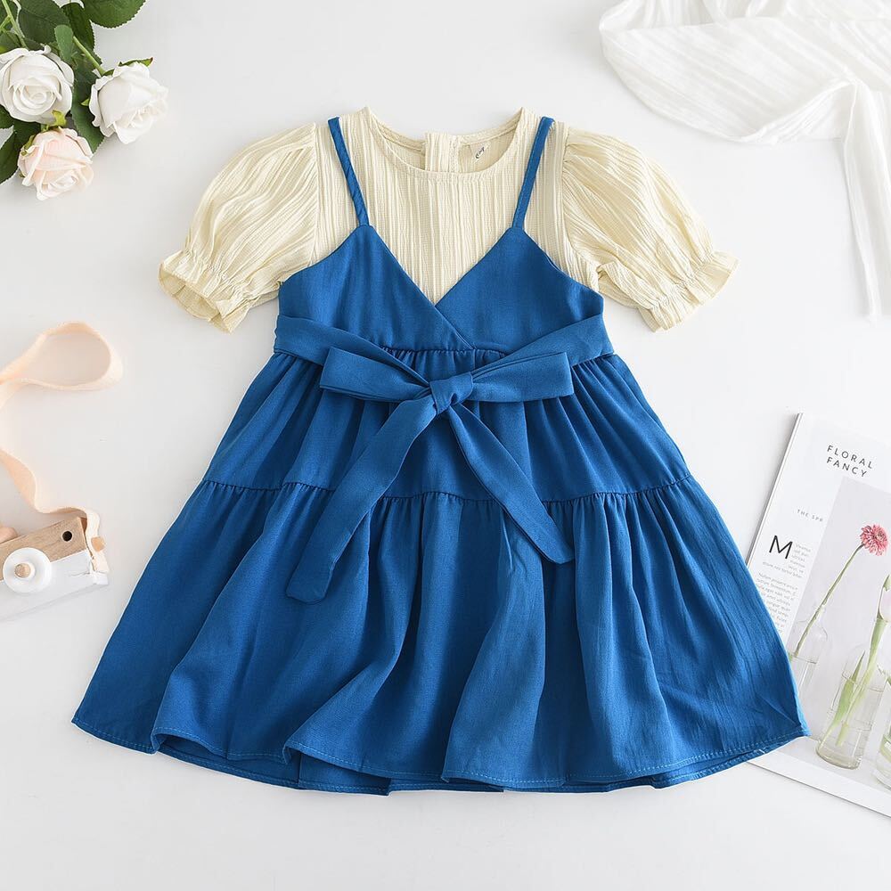 Baby Toddler Kids Girl Denim Dress Long Sleeve Party Princess T-Shirt  Dresses Clothes With Belt Blue 2-3 Years - Walmart.com